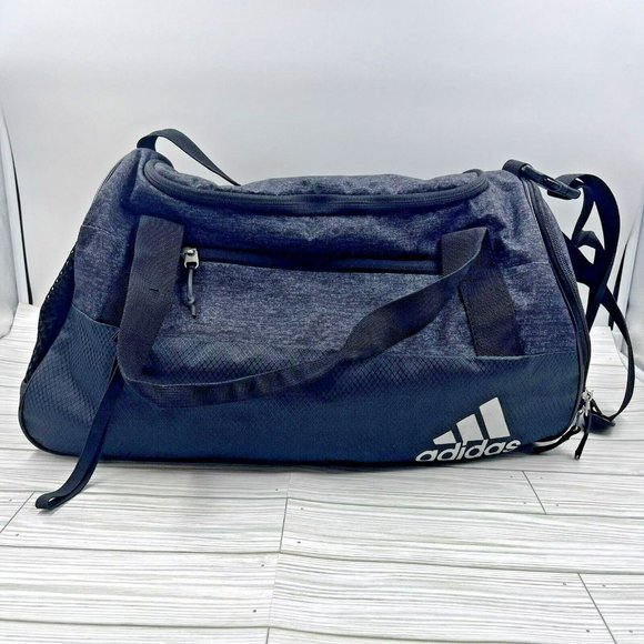 Adidas Squad III Duffel Medium Gym Bag Gray Black Nylon Turquois Interior - Picture 1 of 13
